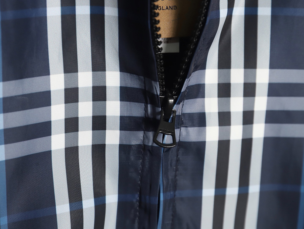 B**rry blue and white check hooded jacket