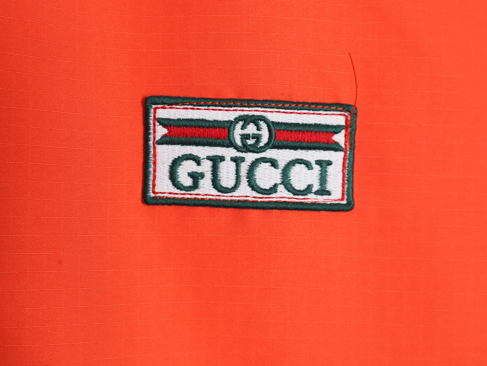 G*u*i red and green web double-sided windbreaker hooded jacket