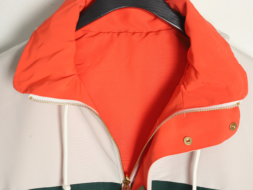 G*u*i red and green web double-sided windbreaker hooded jacket