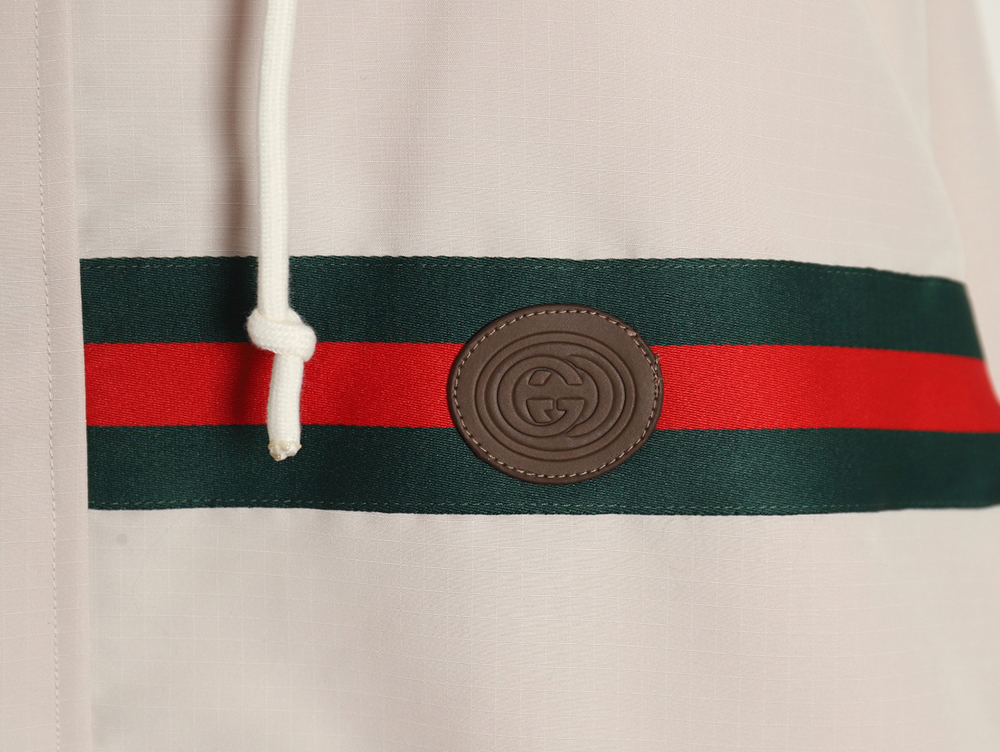 G*u*i red and green web double-sided windbreaker hooded jacket