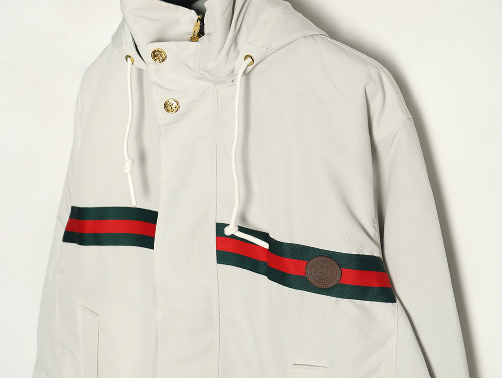 G*u*i red and green web double-sided windbreaker hooded jacket tsk1