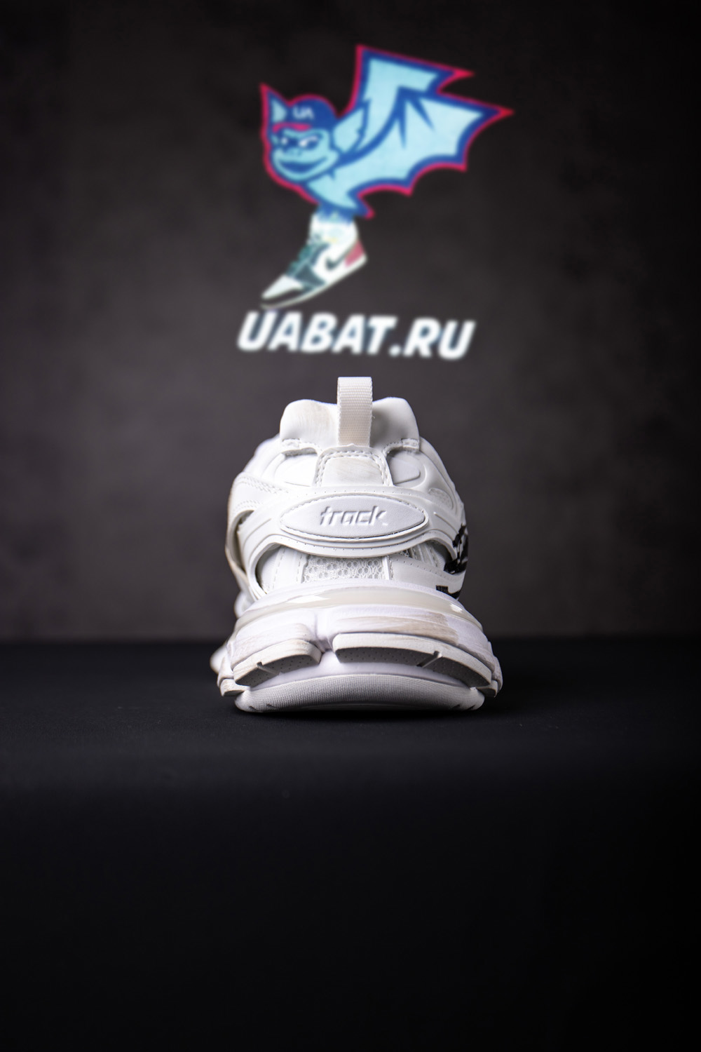 Ba*len*cia*ga track signature sneaker in white/black