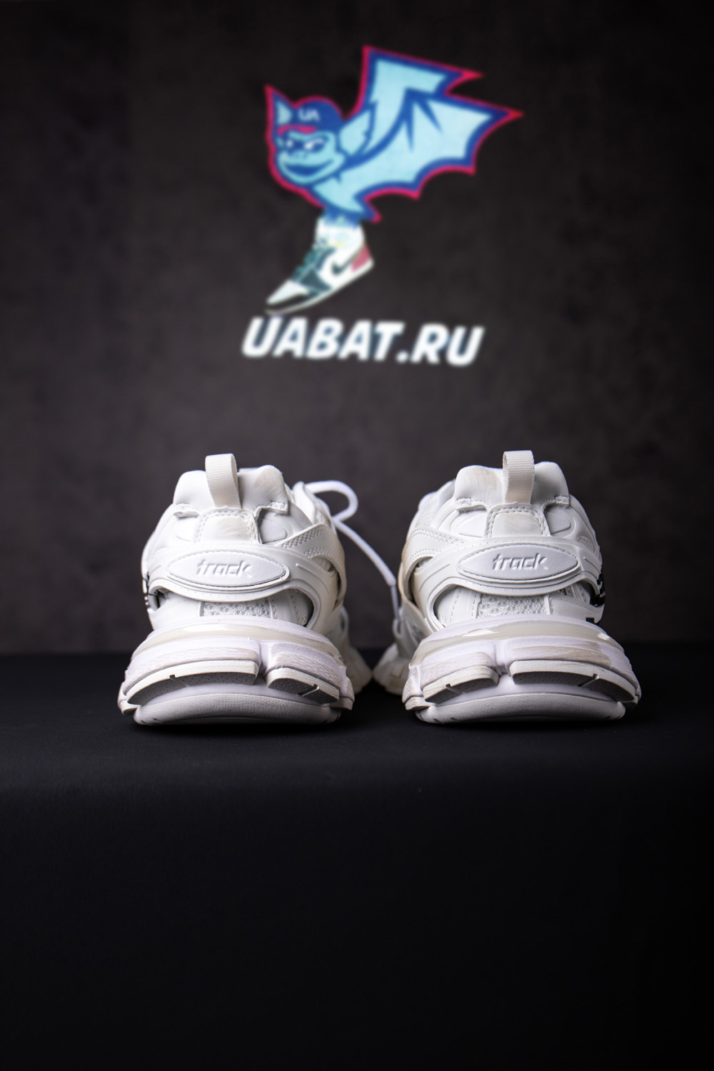 Ba*len*cia*ga track signature sneaker in white/black