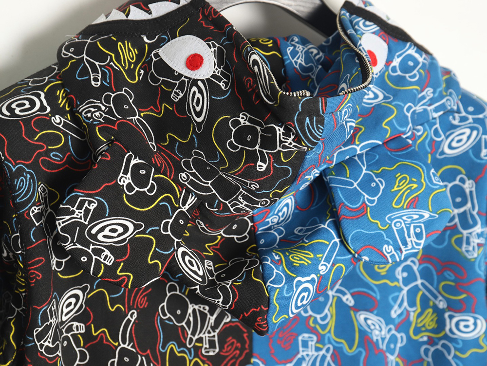 Bape x Medicon Toy joint violent bear and shark camouflage hoodie