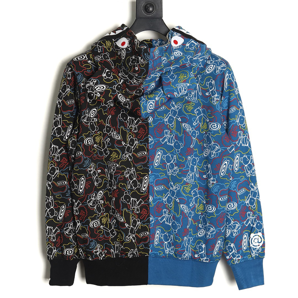 Bape x Medicon Toy joint violent bear and shark camouflage hoodie