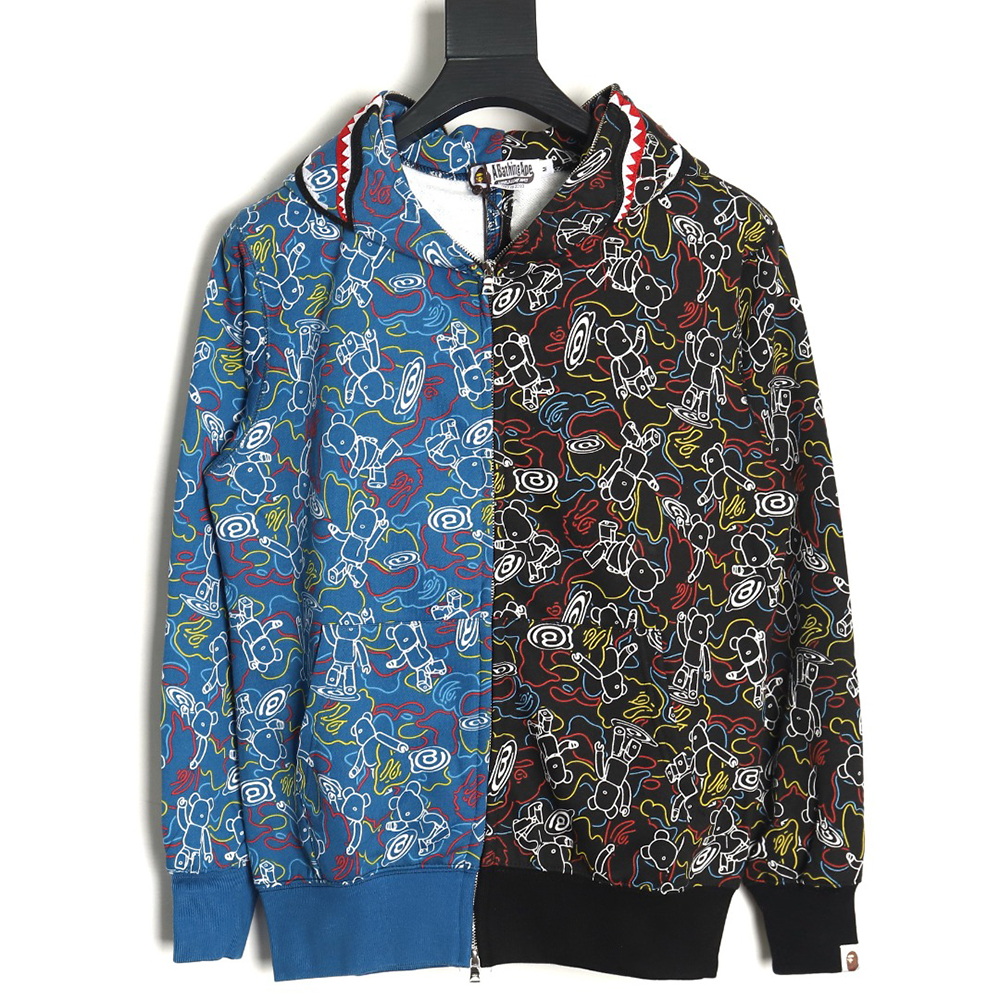 Bape x Medicon Toy joint violent bear and shark camouflage hoodie