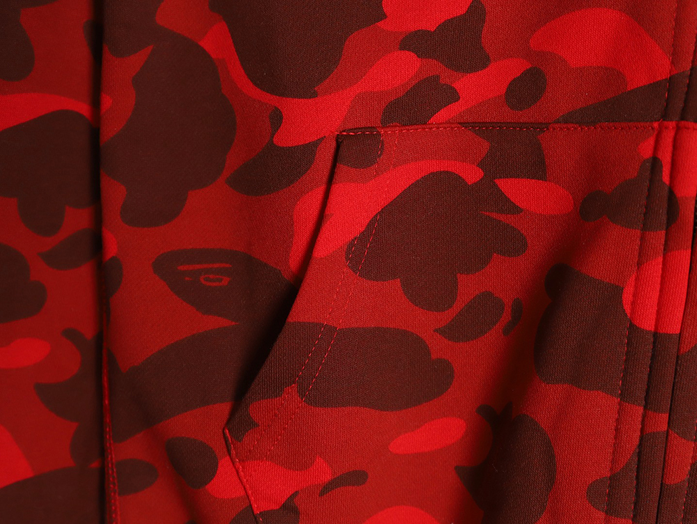 Bape shark head tiger head zipper camouflage double hoodie TSK1