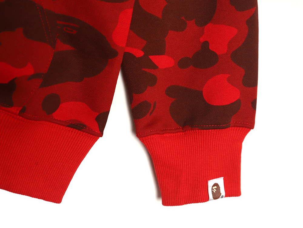 Bape shark head tiger head zipper camouflage double hoodie TSK1