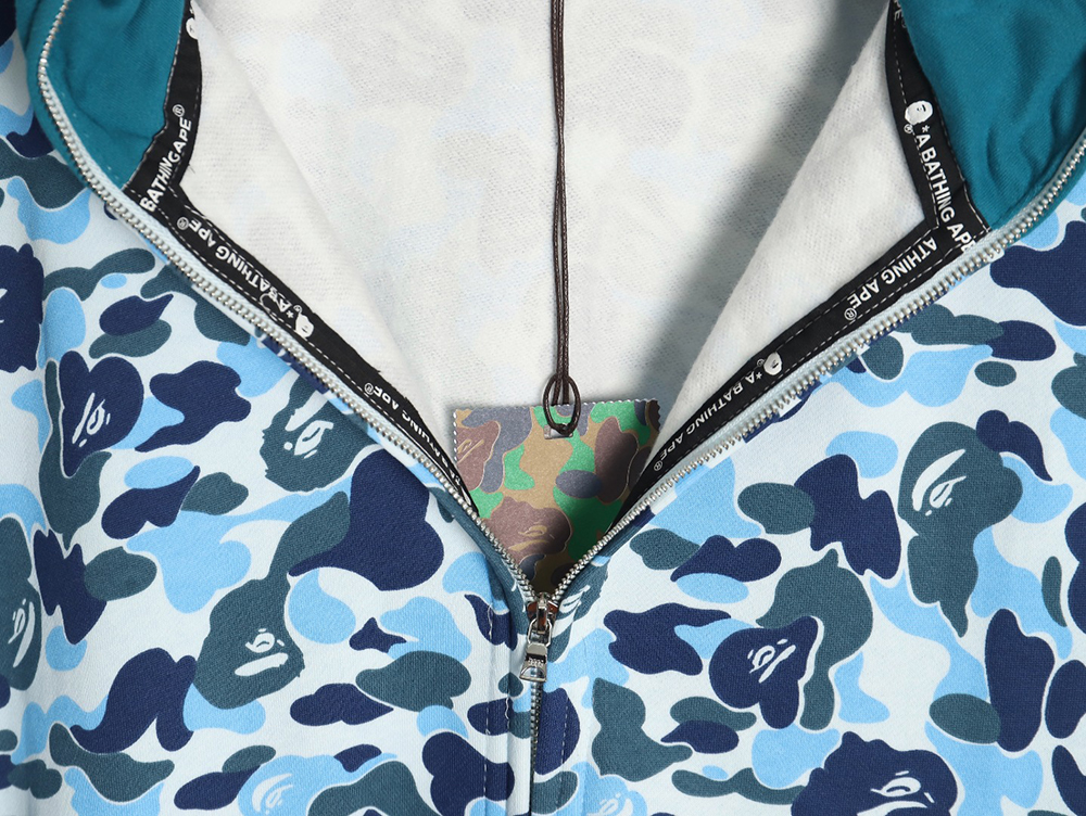 Bape shark head tiger head zipper camouflage double hoodie TSK2