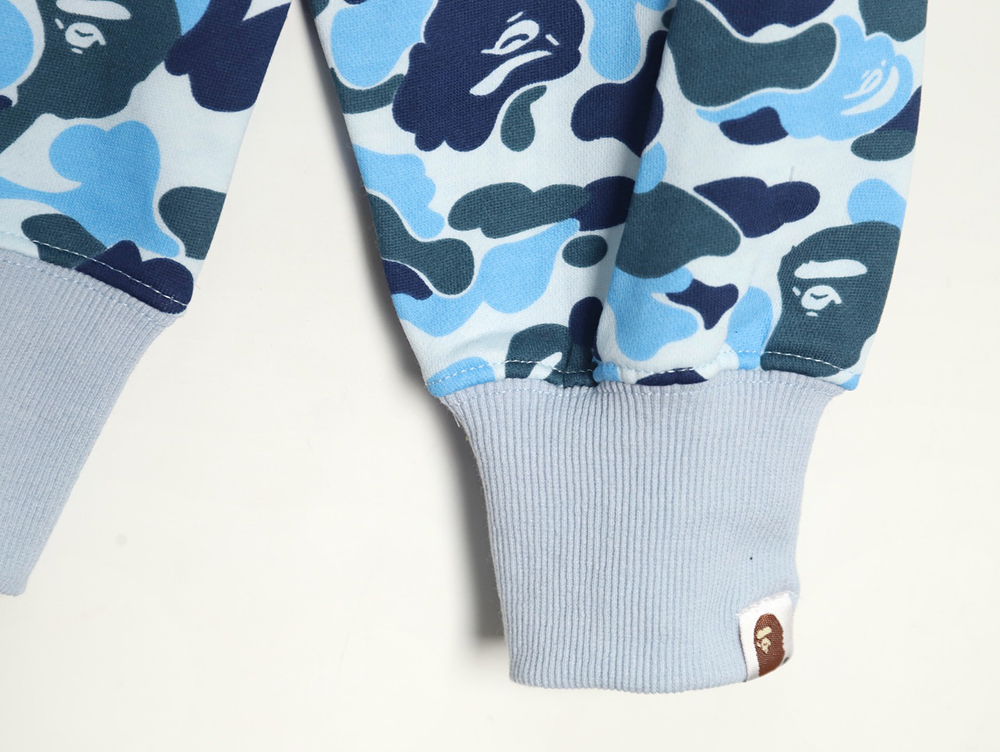 Bape shark head tiger head zipper camouflage double hoodie TSK2