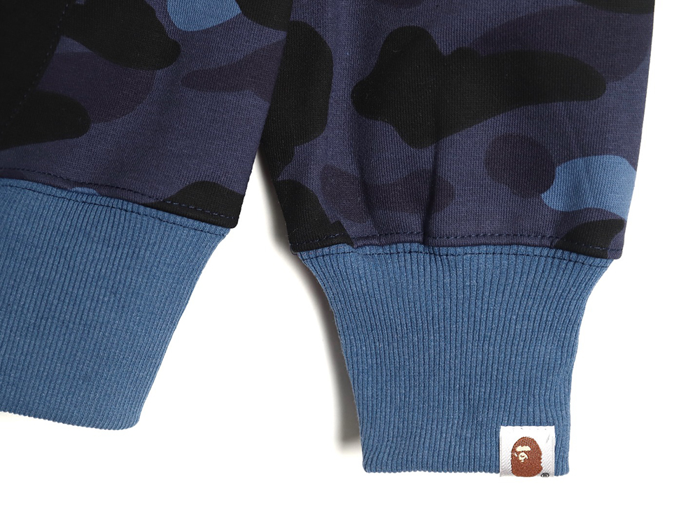 Bape shark head tiger head zipper camouflage double hoodie TSK3