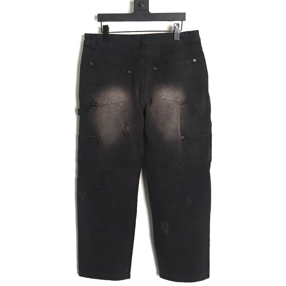 Ba*len*cia*ga distressed denim trousers with ripped pockets