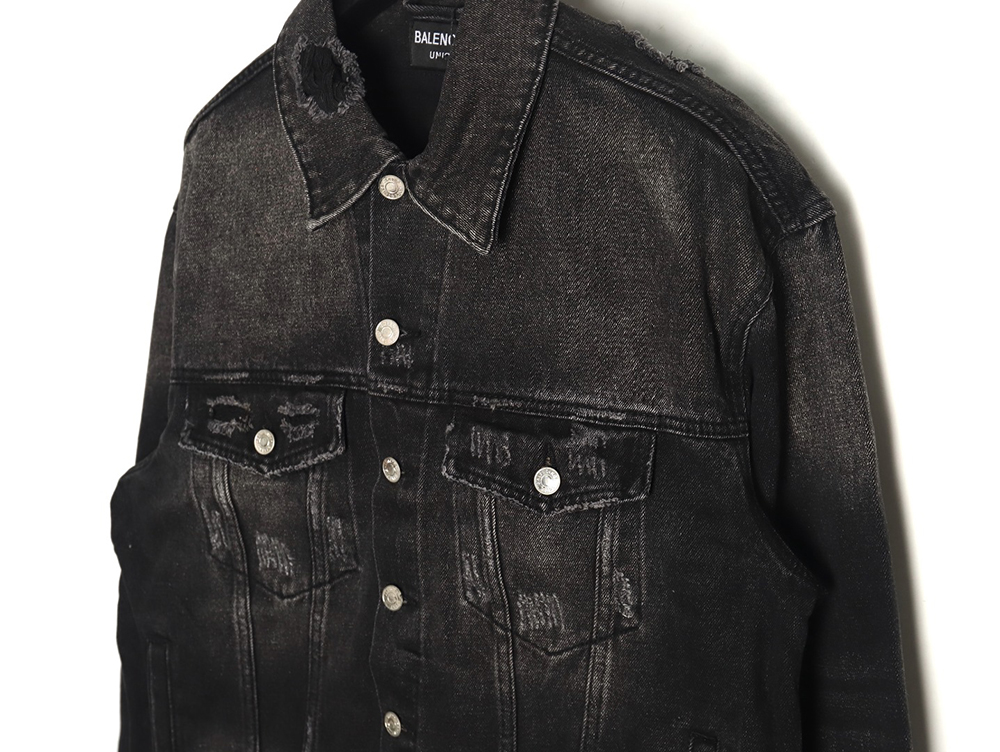 Ba*len*cia*ga distressed lightning denim jacket