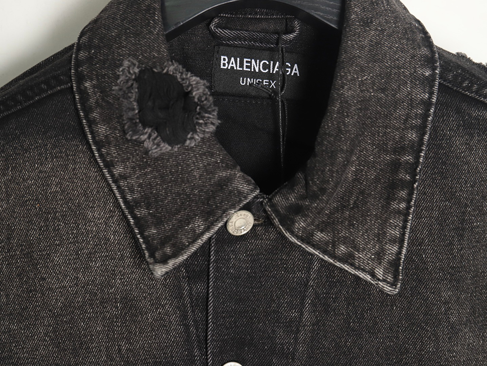 Ba*len*cia*ga distressed lightning denim jacket