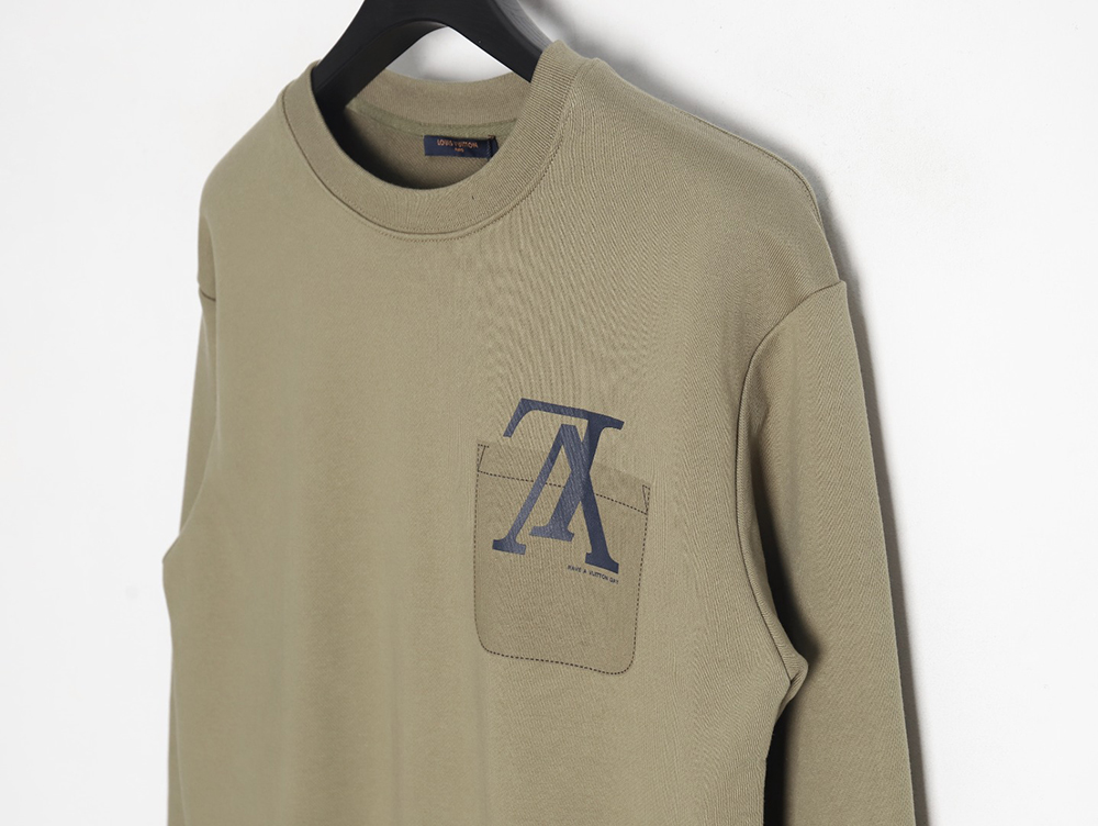 l0*is V*t0n fake pocket lettering print crew neck sweatshirt tsk1