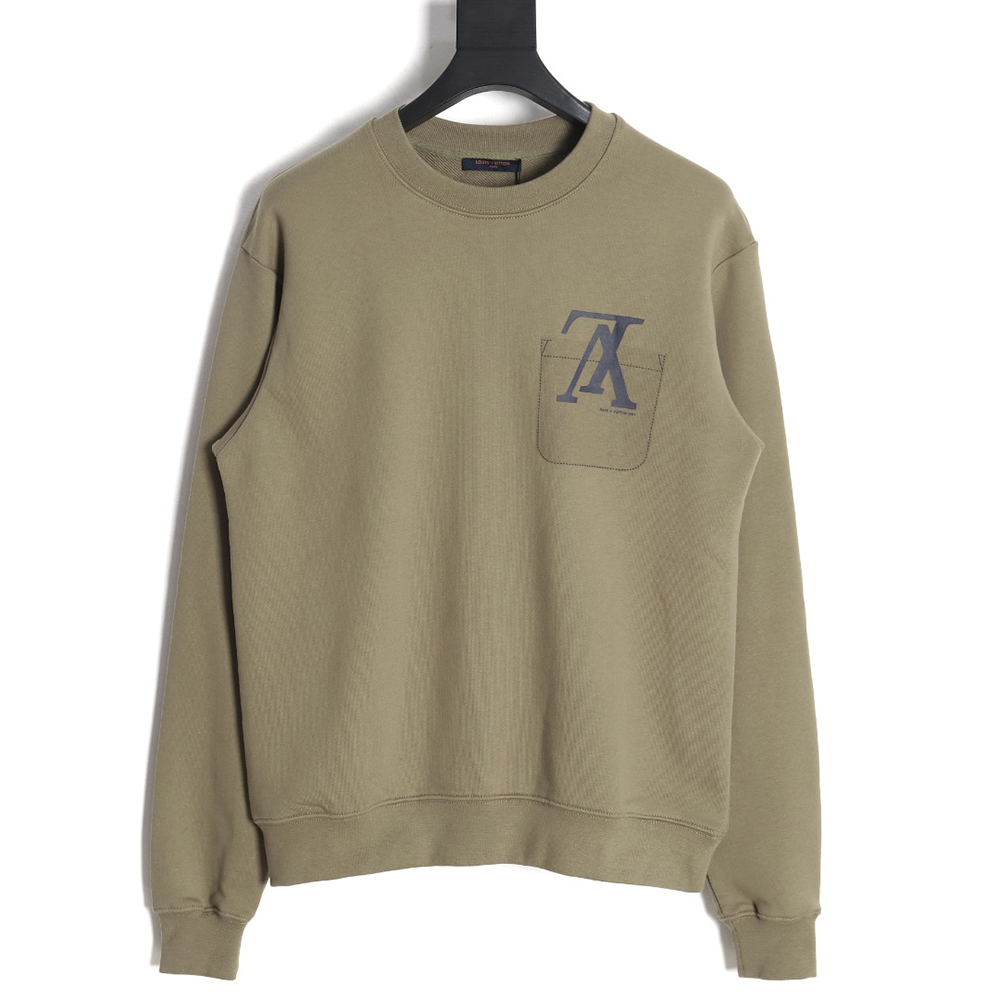 l0*is V*t0n fake pocket lettering print crew neck sweatshirt tsk1