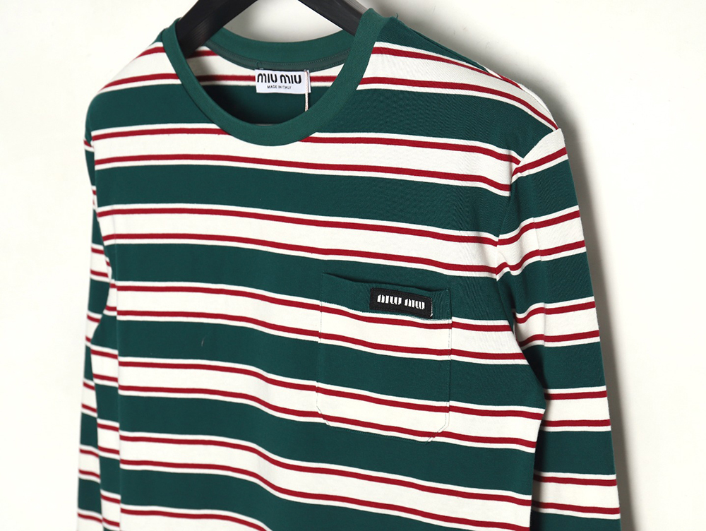 Miu Miu striped pocket long-sleeved T-shirt TSK1