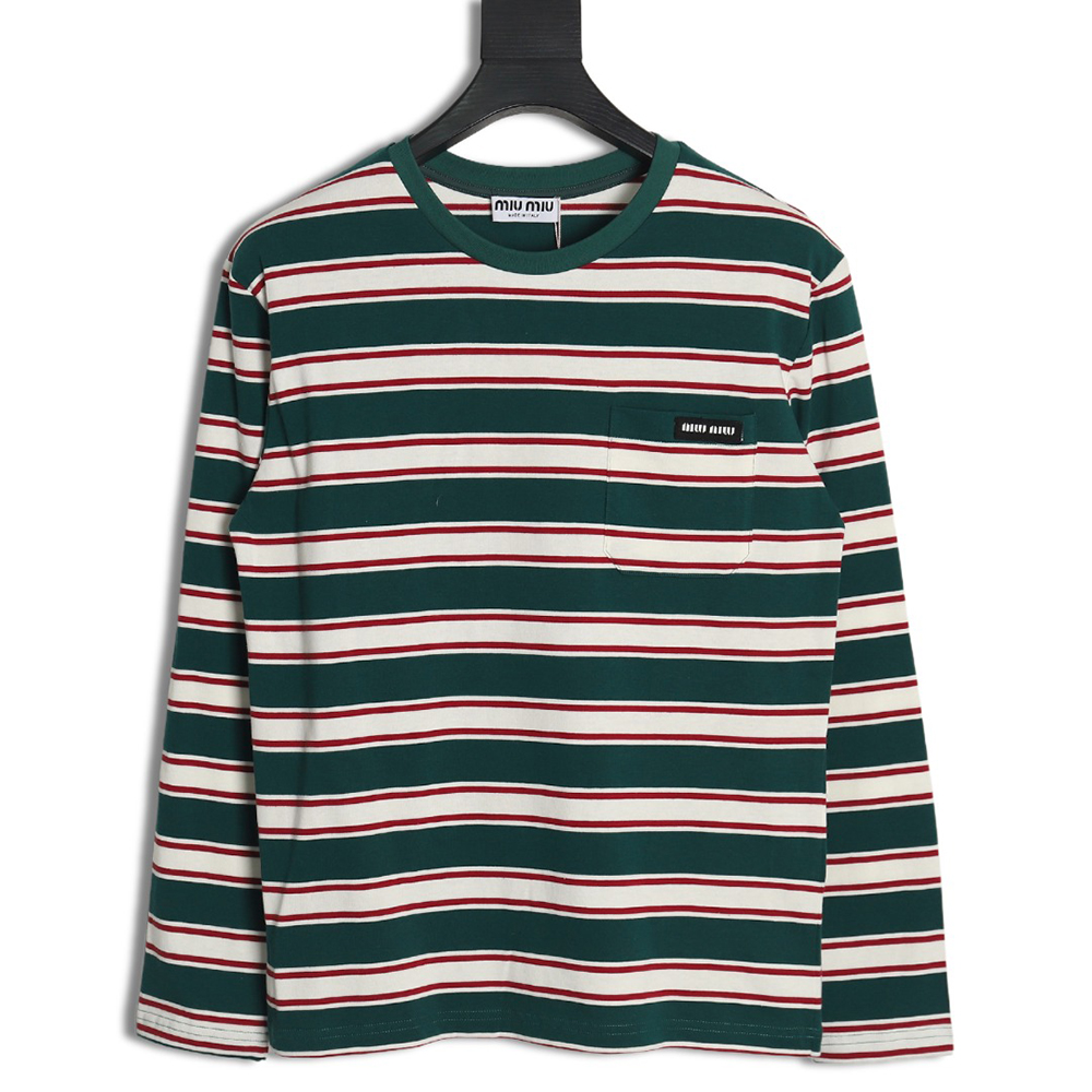 Miu Miu striped pocket long-sleeved T-shirt TSK1