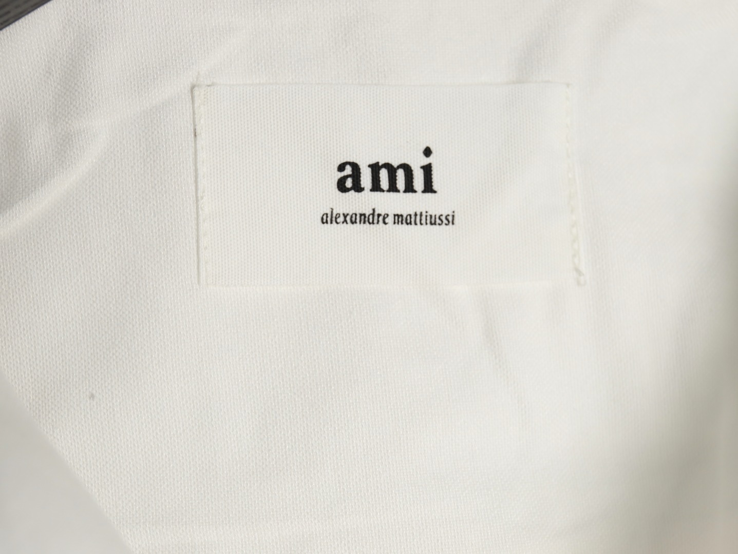 Ami Paris small heart logo embroidered striped shirt