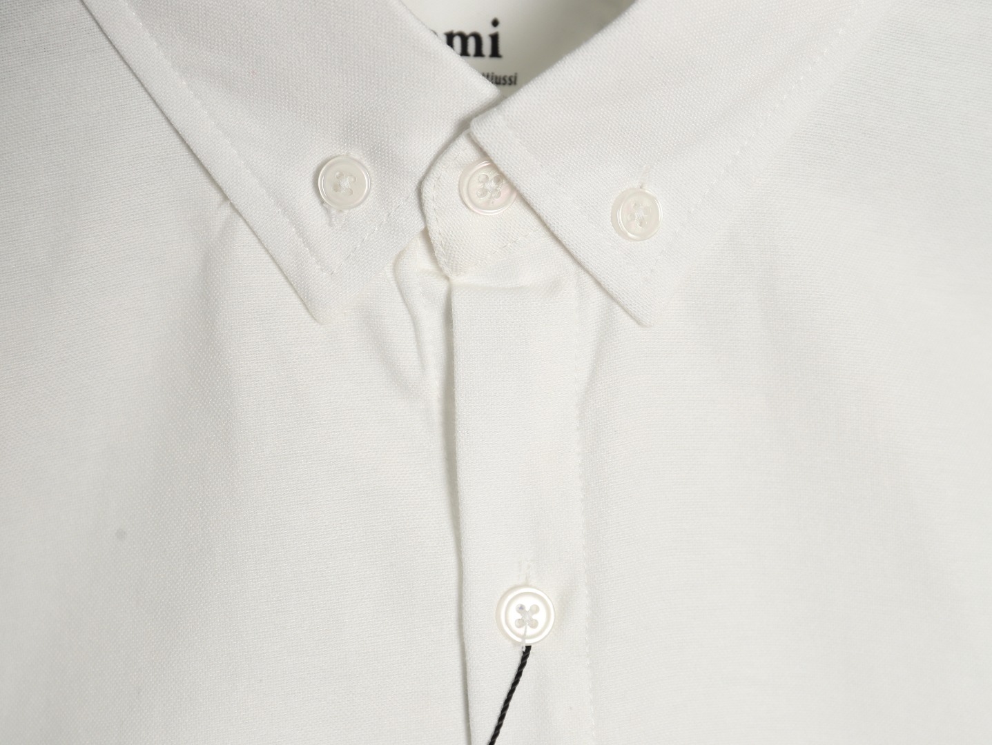 Ami Paris small heart logo embroidered striped shirt