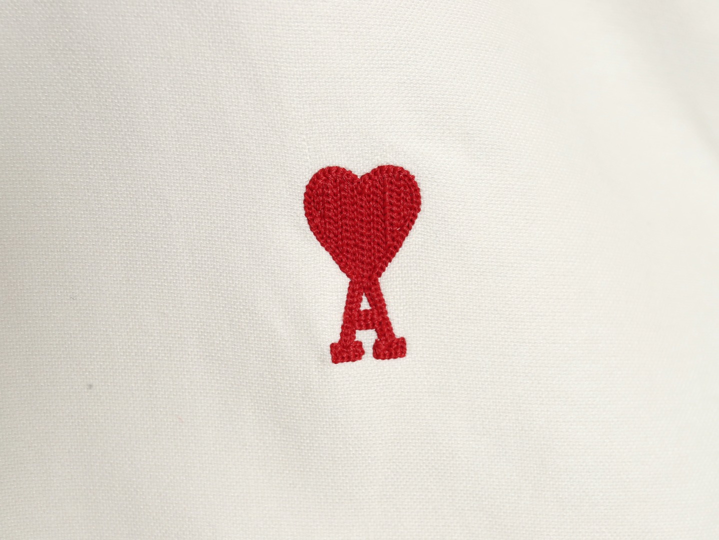 Ami Paris small heart logo embroidered striped shirt