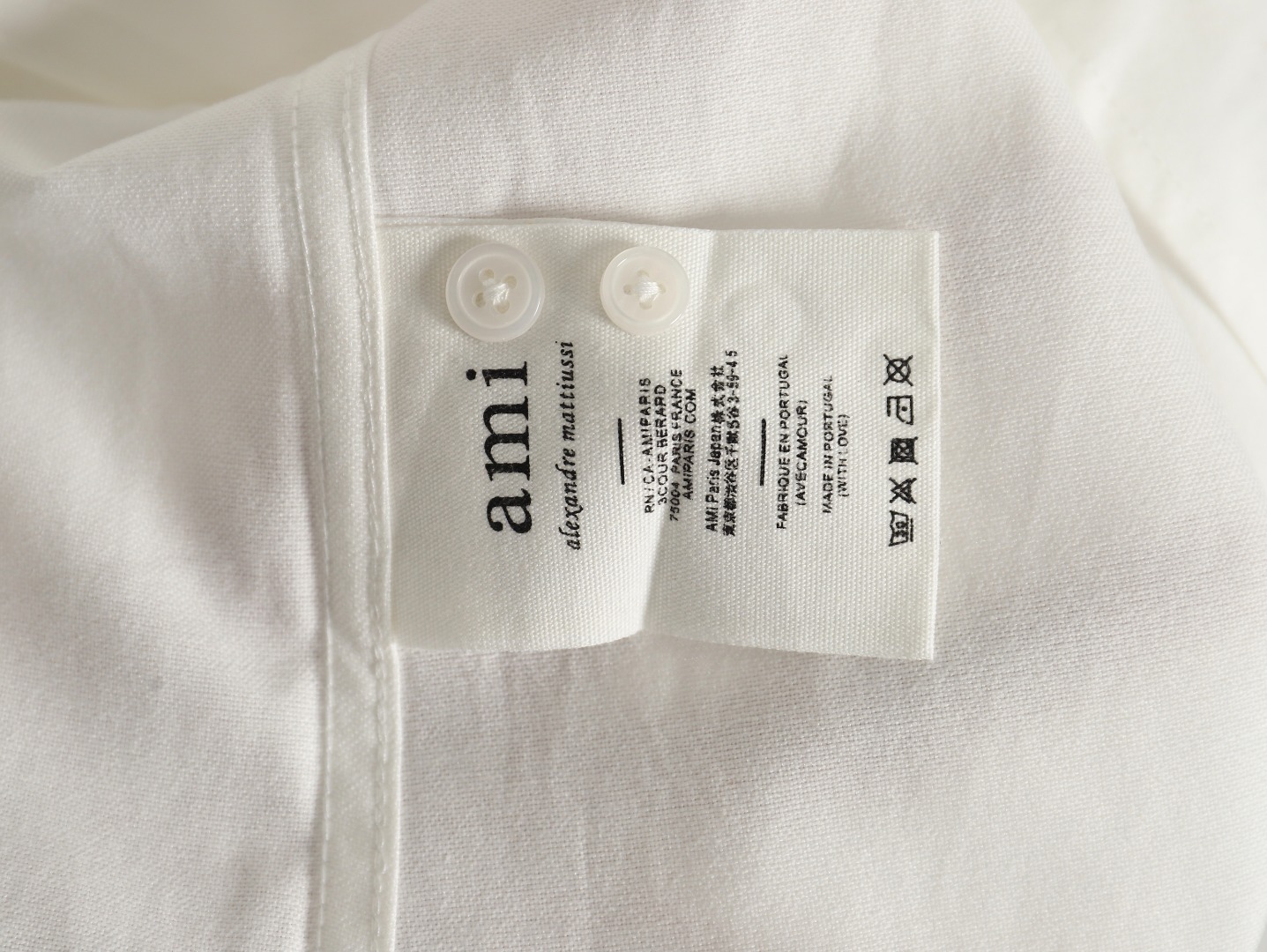 Ami Paris small heart logo embroidered striped shirt