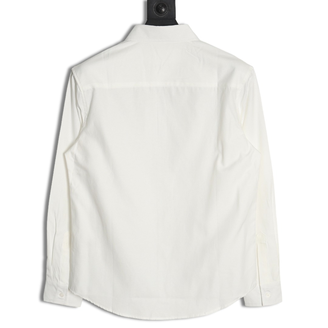 Ami Paris small heart logo embroidered striped shirt