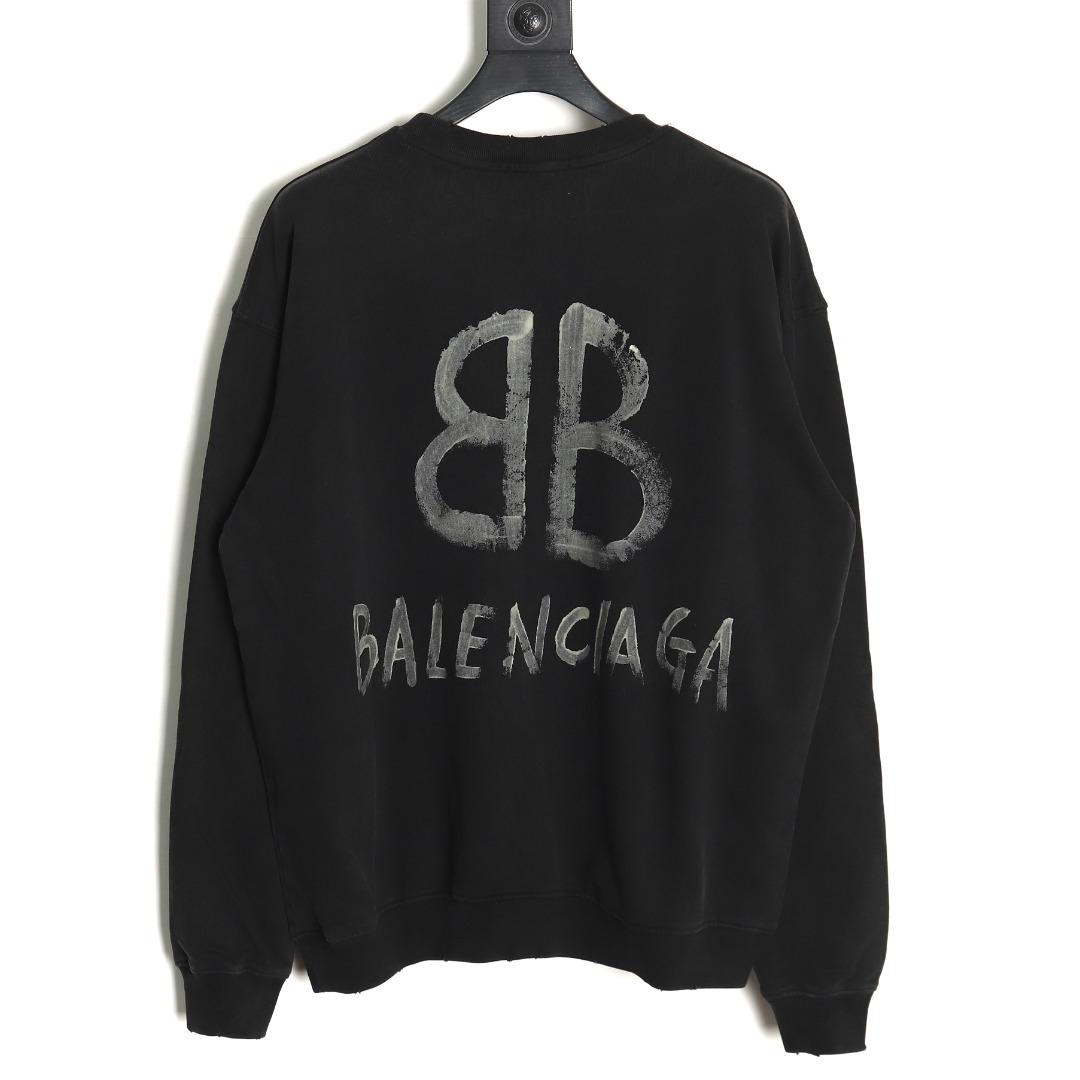 Ba*len*cia*ga hand-painted luminous print crewneck sweatshirt