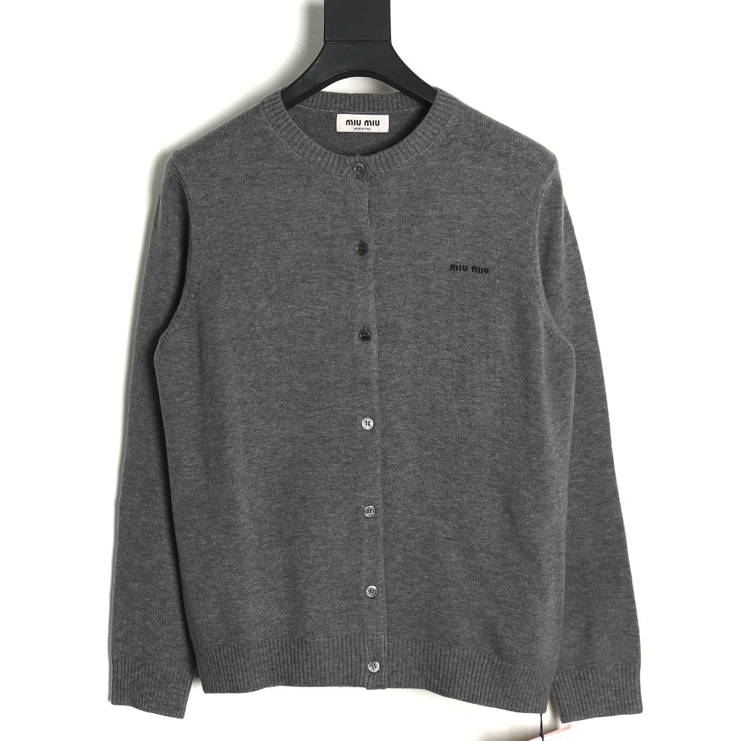 Miu Miu Lettering Cashmere Knit Cardigan