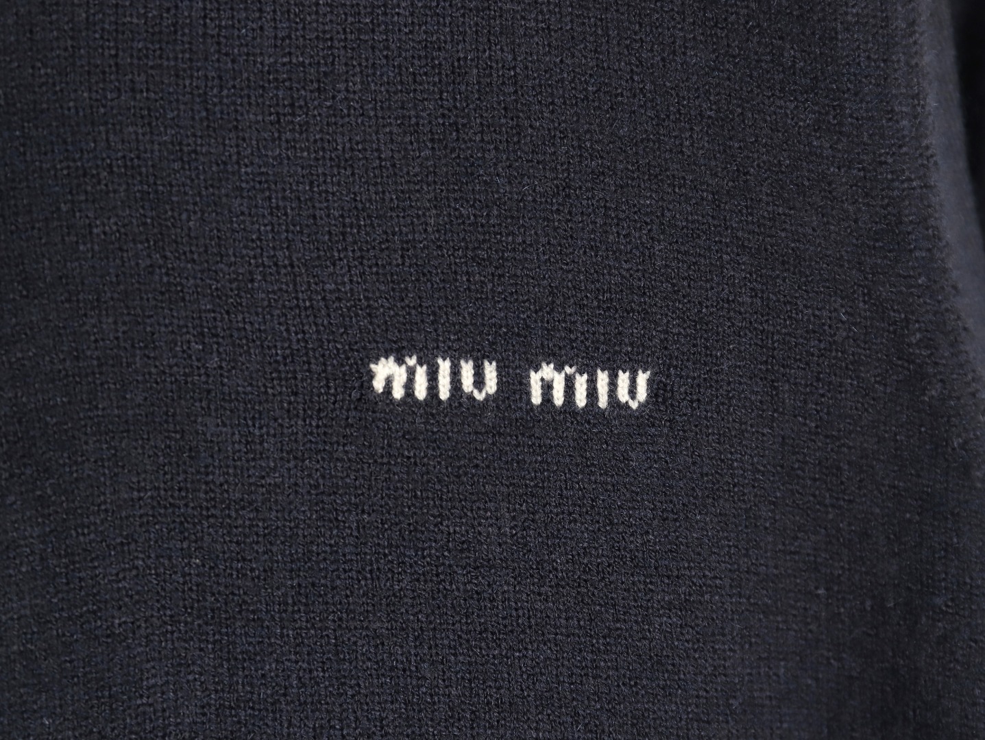 Miu Miu Lettering Cashmere Knit Cardigan (Navy)