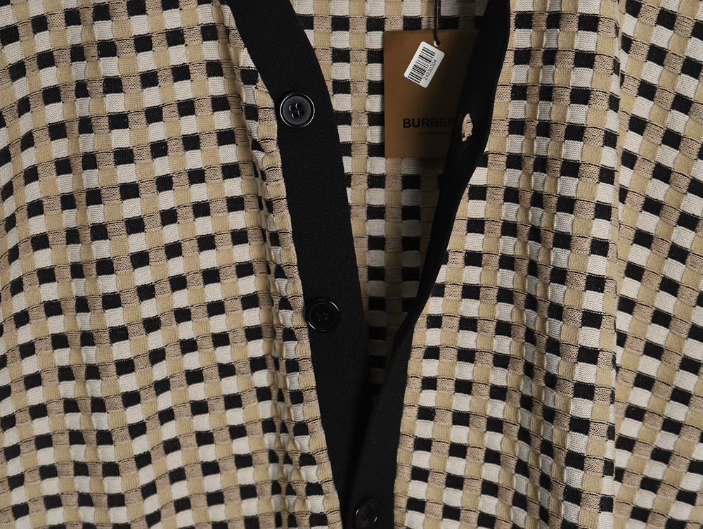 B**rry black and white check v-neck knitted sweater cardigan