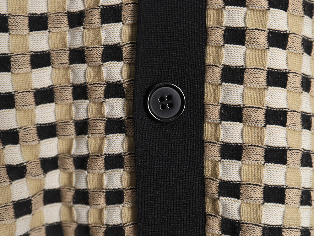 B**rry black and white check v-neck knitted sweater cardigan