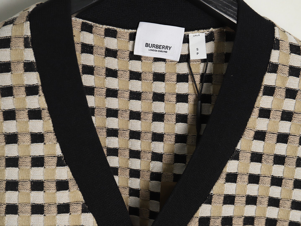 B**rry black and white check v-neck knitted sweater cardigan