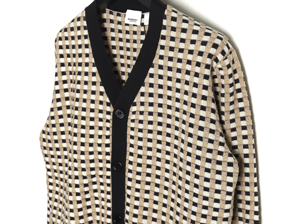 B**rry black and white check v-neck knitted sweater cardigan