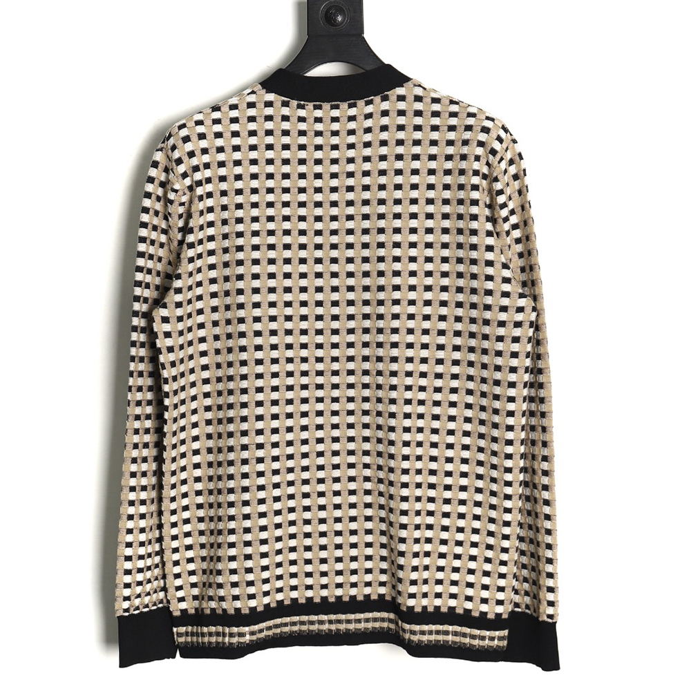 B**rry black and white check v-neck knitted sweater cardigan