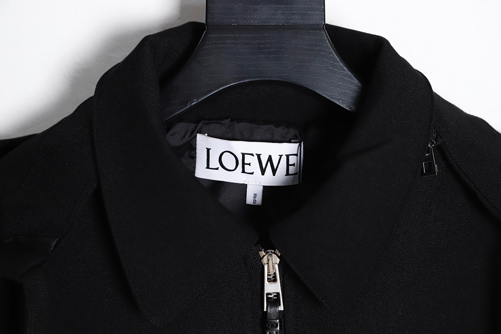 L0ew* trench coat with leather patch on chest