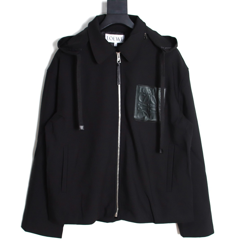 L0ew* trench coat with leather patch on chest