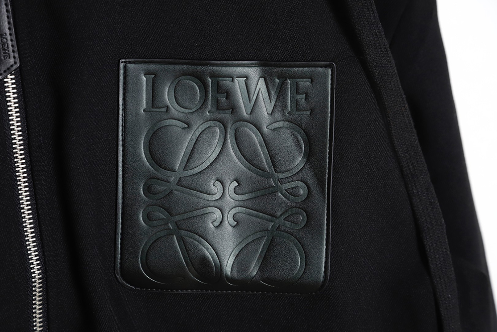 L0ew* trench coat with leather patch on chest