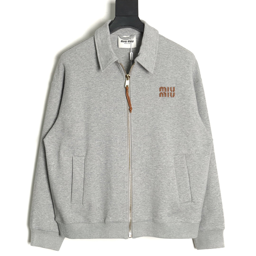 Miu Miu lettering patch zip-up jacket