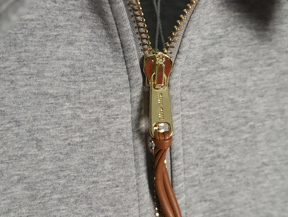 Miu Miu lettering patch zip-up jacket