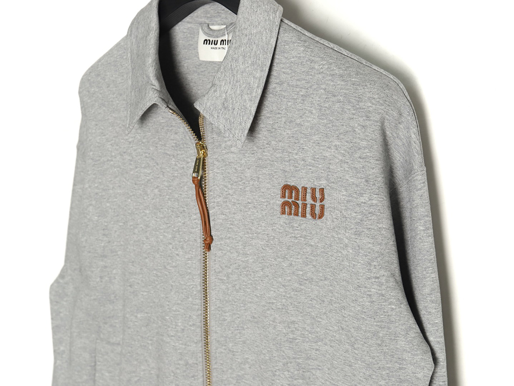 Miu Miu lettering patch zip-up jacket