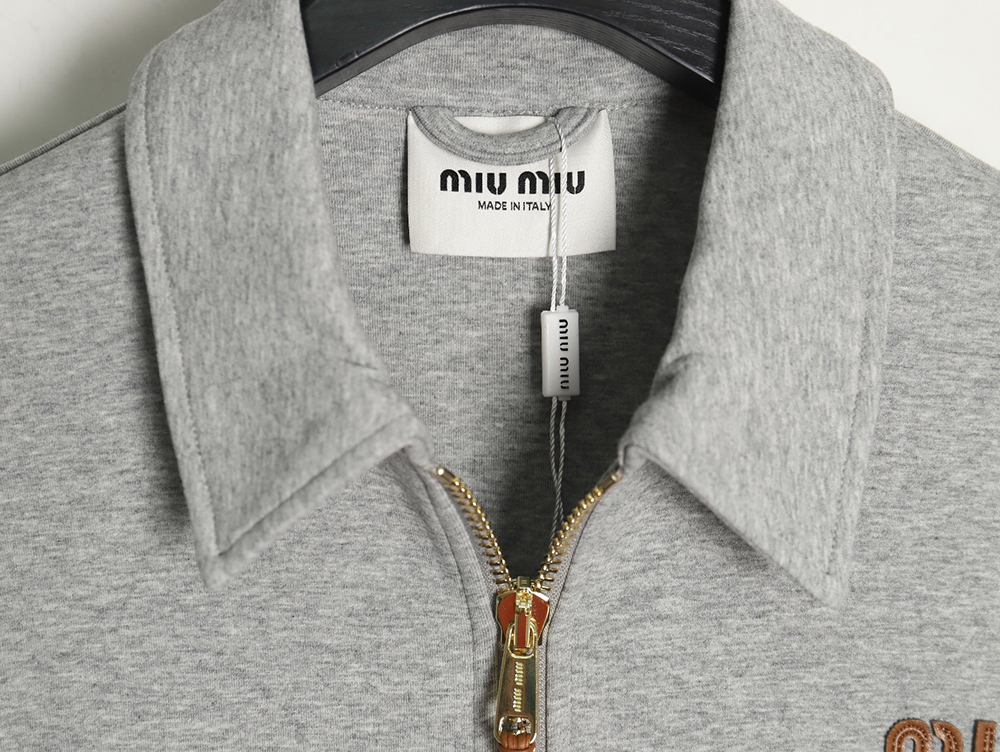 Miu Miu lettering patch zip-up jacket