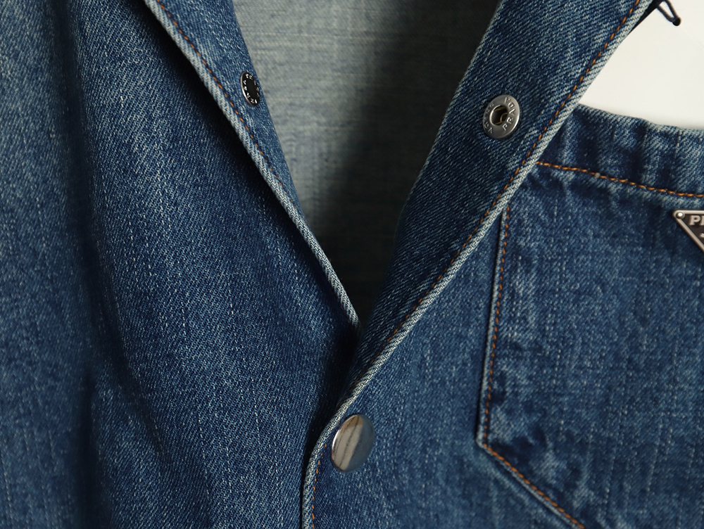 Pra*a pocket triangle logo denim shirt jacket