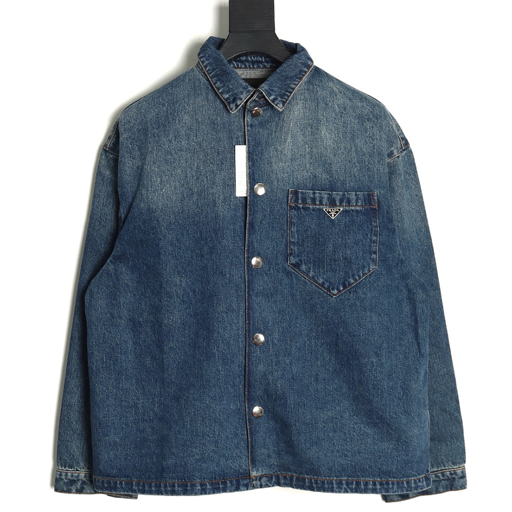 Pra*a pocket triangle logo denim shirt jacket