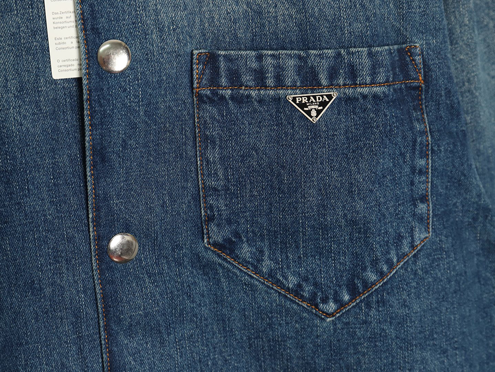 Pra*a pocket triangle logo denim shirt jacket
