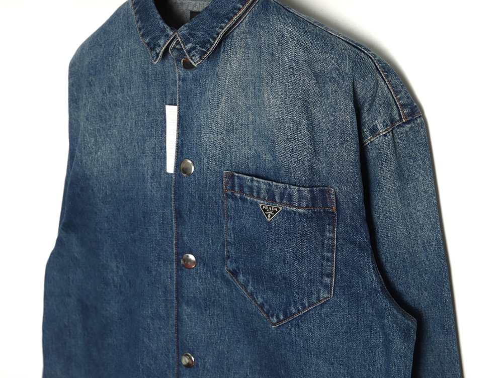 Pra*a pocket triangle logo denim shirt jacket