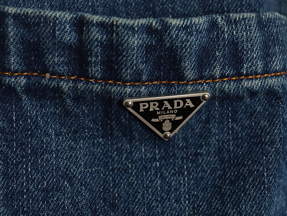 Pra*a pocket triangle logo denim shirt jacket