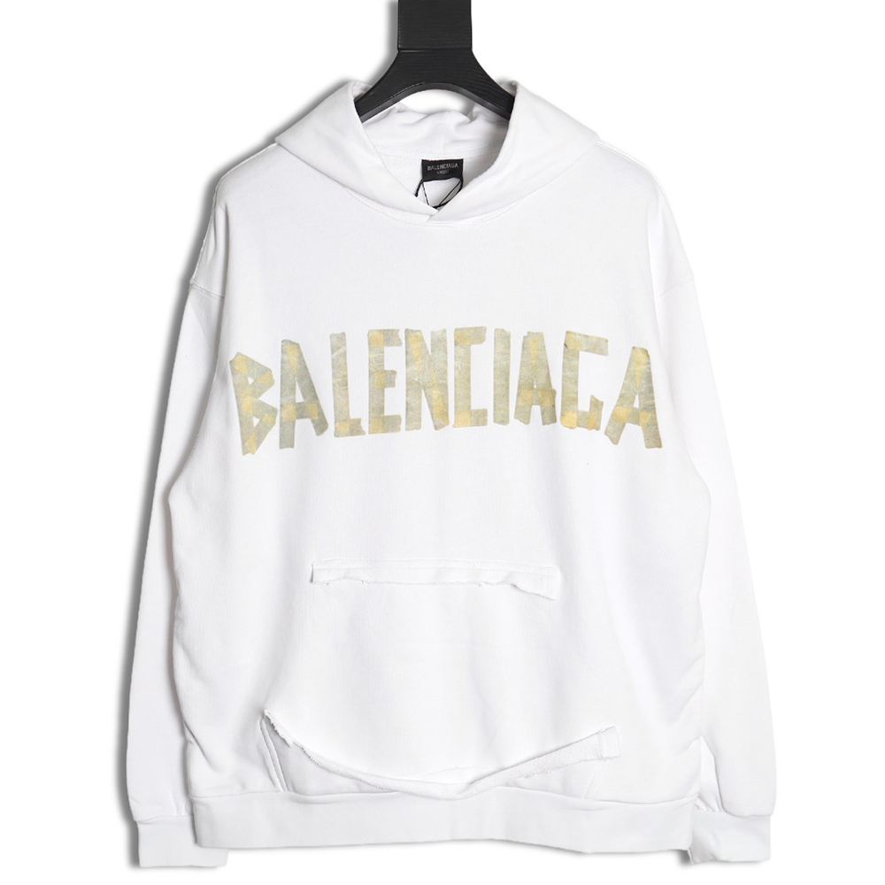 Ba*len*cia*ga distressed tape hoodie