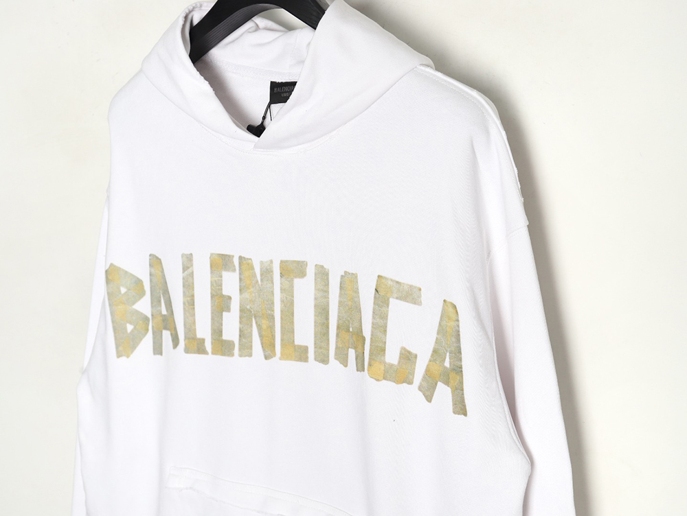 Ba*len*cia*ga distressed tape hoodie