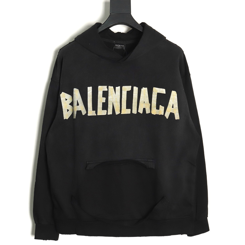 Ba*len*cia*ga distressed tape hoodie tsk1